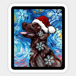 Chocolate Labrador Santa Sticker